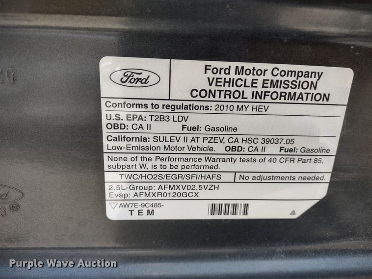 image for item MD9312 2010 Ford Fusion Hybrid