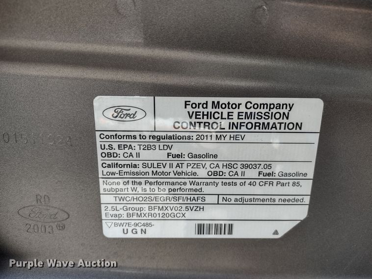 image for item MD9313 2011 Ford Fusion Hybrid