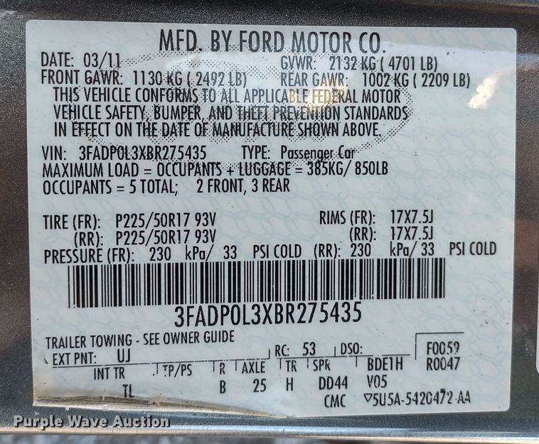 image for item MD9313 2011 Ford Fusion Hybrid