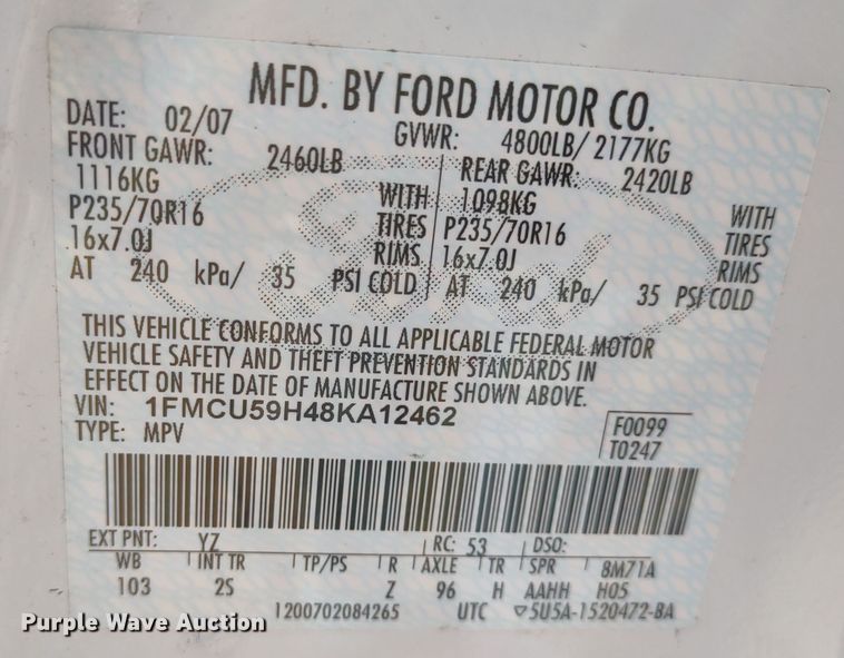 image for item MD9314 2008 Ford Escape Hybrid  SUV