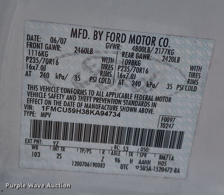 image for item MD9315 2008 Ford Escape Hybrid  SUV