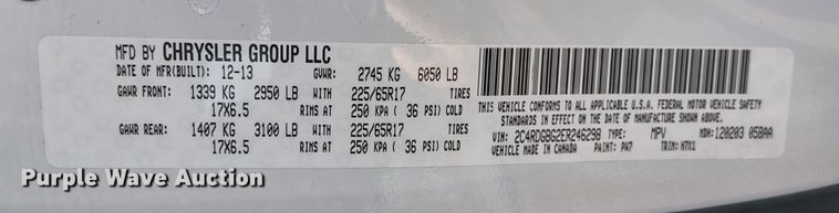 image for item MD9316 2014 Dodge Grand Caravan  van