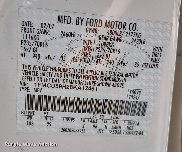 image for item MD9319 2008 Ford Escape Hybrid  SUV