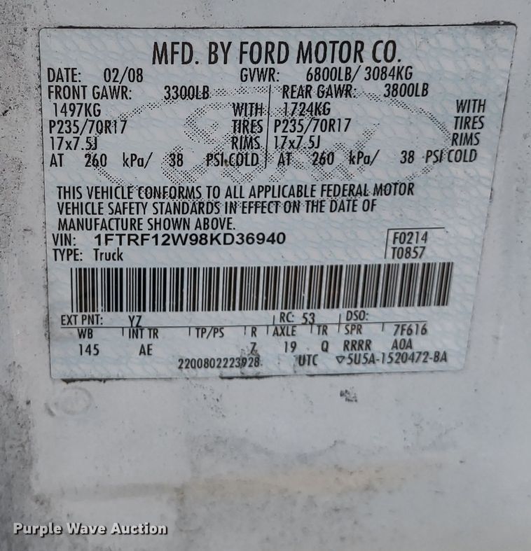image for item MD9322 2008 Ford F150  pickup truck