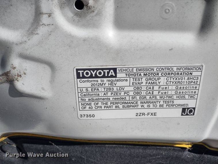 image for item MD9324 2012 Toyota Prius
