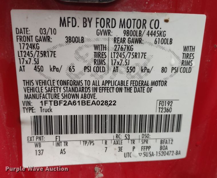 image for item MD9327 2011 Ford F250 Super Duty XL  pickup truck