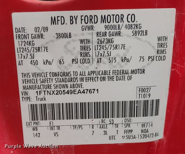 image for item MD9328 2009 Ford F250 Super Duty XL  SuperCab pickup truck