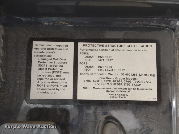 image for item MD9332 2013 John Deere 770G  motor grader