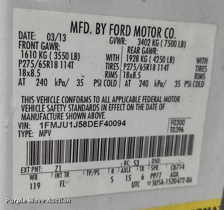 image for item MD9333 2013 Ford Expedition  SUV
