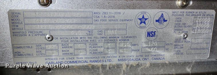 image for item MD9344 Garland GFE60-6G24CR  range