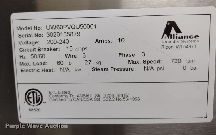 image for item MD9360 Unimac UW60PVQU50001  washing machine