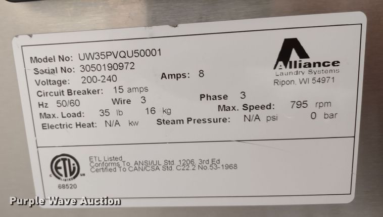 image for item MD9361 Unimac UW35PVQU50001  washing machine