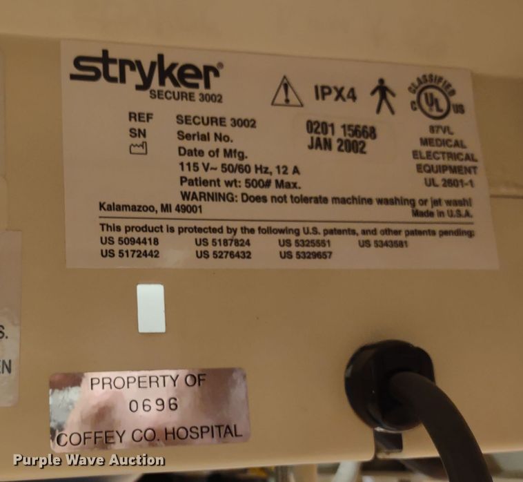 image for item MD9367 (3) Stryker Secure II hospital beds
