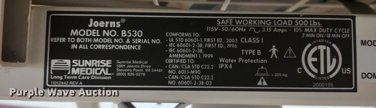 image for item MD9372 (6) Joerns B530 patient beds
