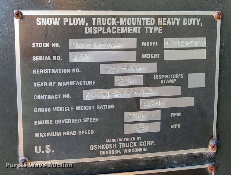 image for item ME9699 1969 Oshkosh M-4-1700-827CR  dump truck