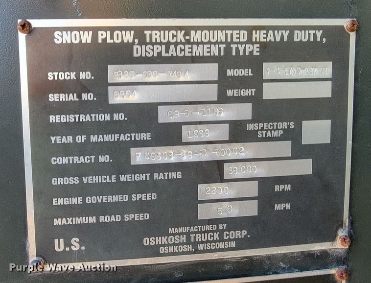 image for item ME9699 1969 Oshkosh M-4-1700-827CR  dump truck