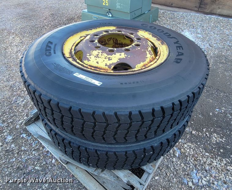 image for item ME9716 (2) Goodyear 11.00R22R tires and wheels