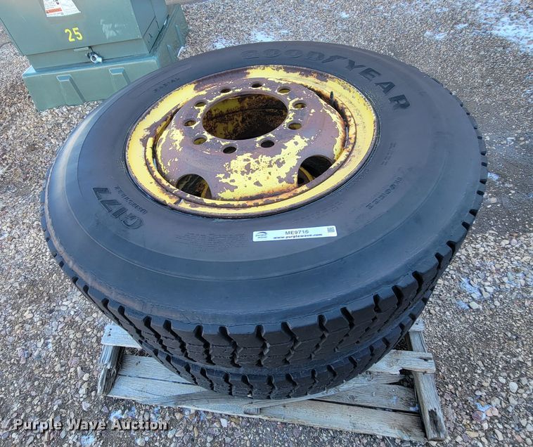 image for item ME9716 (2) Goodyear 11.00R22R tires and wheels