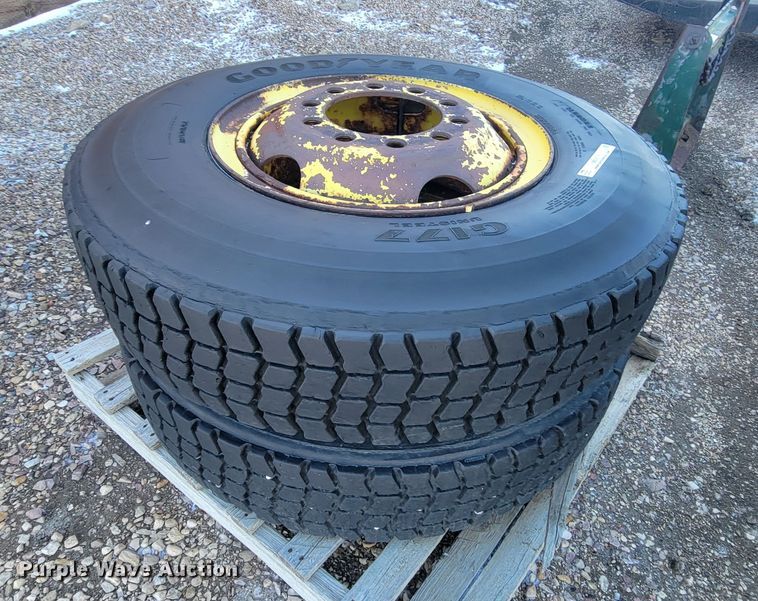image for item ME9716 (2) Goodyear 11.00R22R tires and wheels