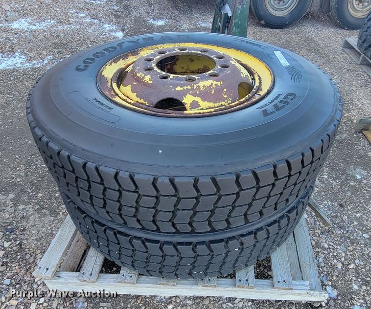 image for item ME9716 (2) Goodyear 11.00R22R tires and wheels