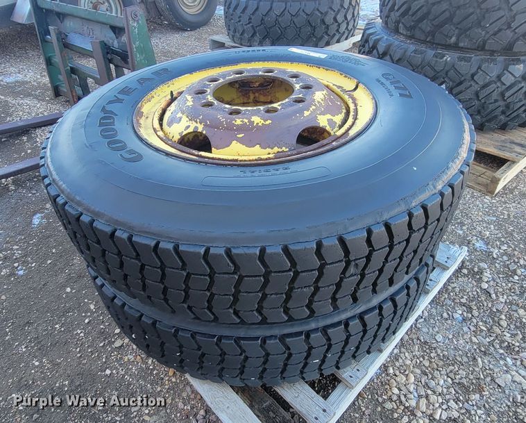 image for item ME9716 (2) Goodyear 11.00R22R tires and wheels