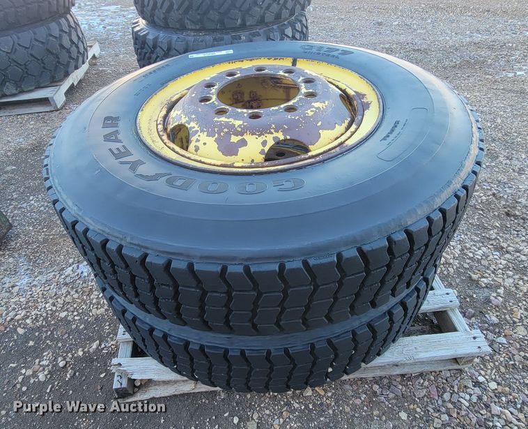 image for item ME9716 (2) Goodyear 11.00R22R tires and wheels