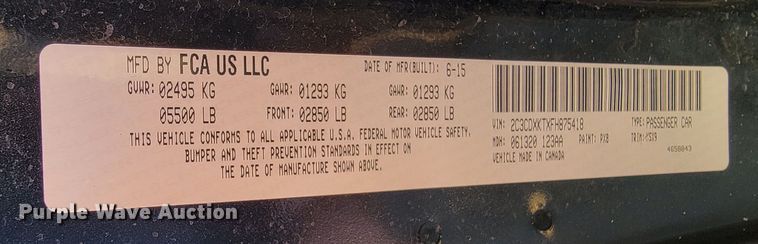 image for item ME9726 2015 Dodge  Charger Police