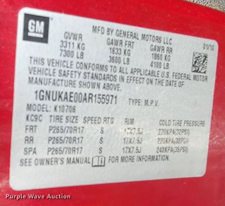 image for item ME9742 2010 Chevrolet Tahoe  SUV