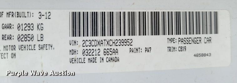 image for item MH9756 2012 Dodge Charger Police