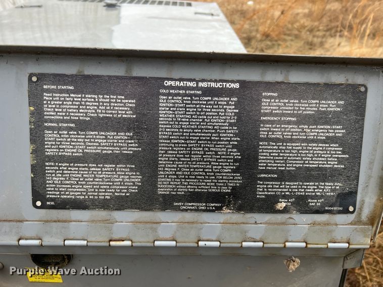 image for item MM9108 1992 US Military 13M125RPDQ  air compressor