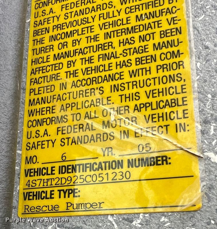 image for item MM9153 2005 Spartan Advantage Pumper  pumper fire truck