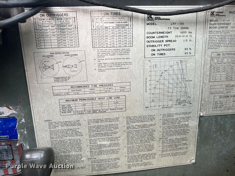image for item MM9171 1984 Lorain LRT-100  crane