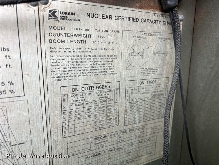 image for item MM9171 1984 Lorain LRT-100  crane