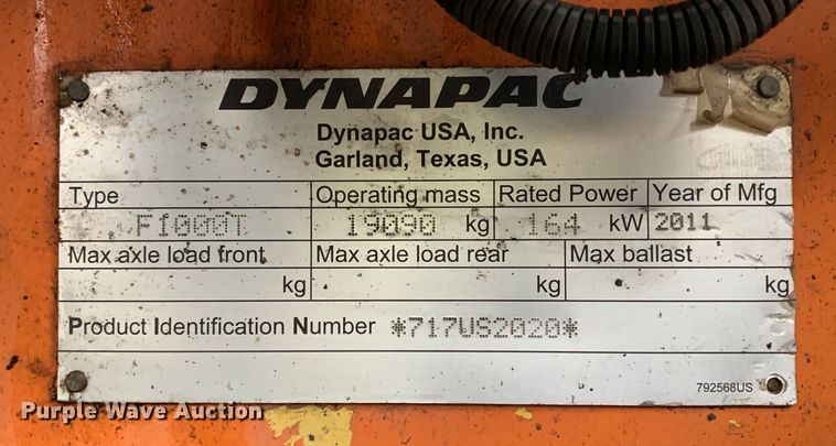 image for item MM9716 2011 Dynapac F1000T  paver
