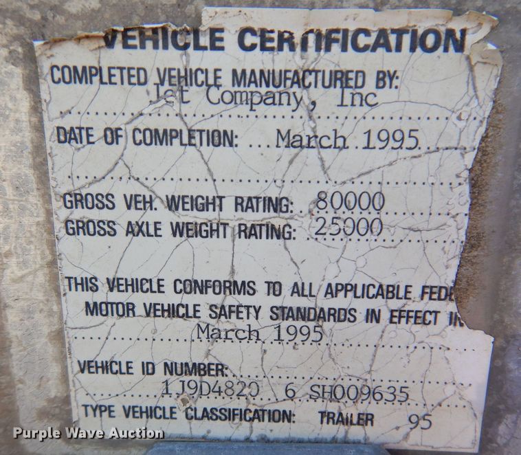 image for item DK5146 1995 Jet  drop deck trailer