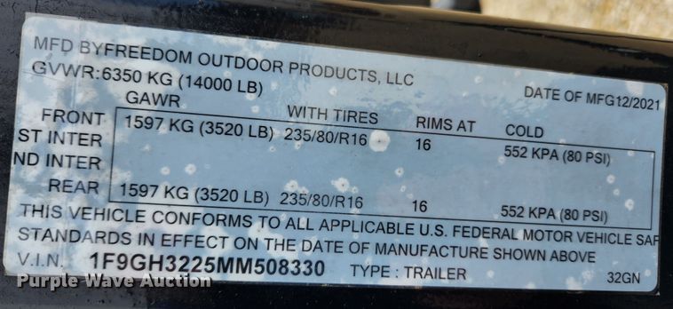 image for item JB9664 2021 Freedom 32GN  hay bale trailer