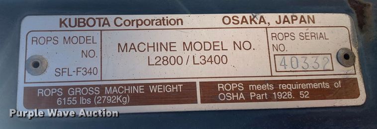 image for item MM9724 Kubota L3400  MFWD tractor