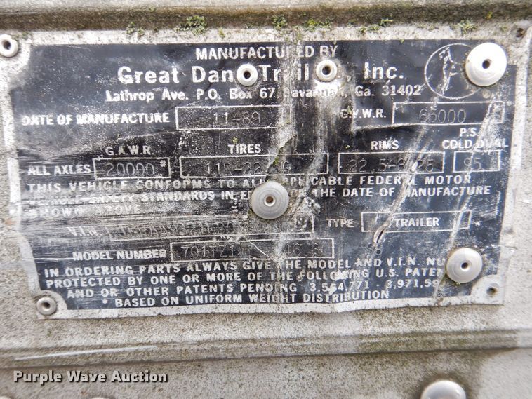 image for item DK2098 1990 Great Dane  refrigerated van trailer