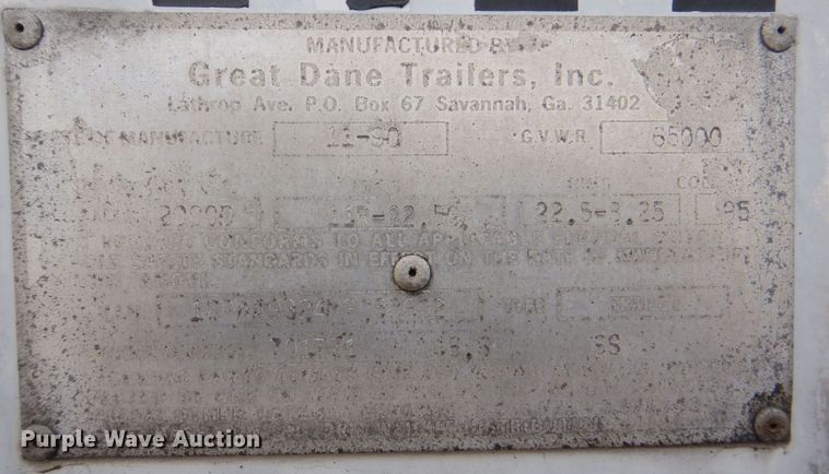 image for item DK2103 1991 Great Dane  refrigerated van trailer