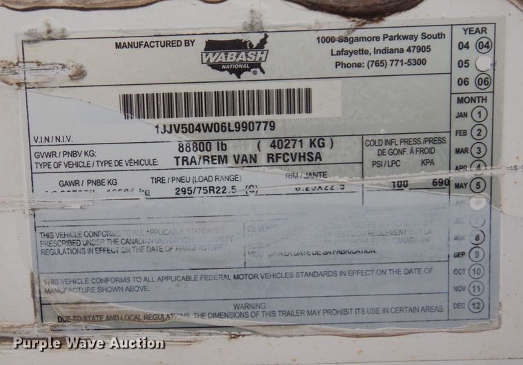 image for item DK2117 2006 Wabash  refrigerated van trailer