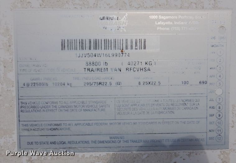 image for item DK2119 2005 Wabash  refrigerated van trailer