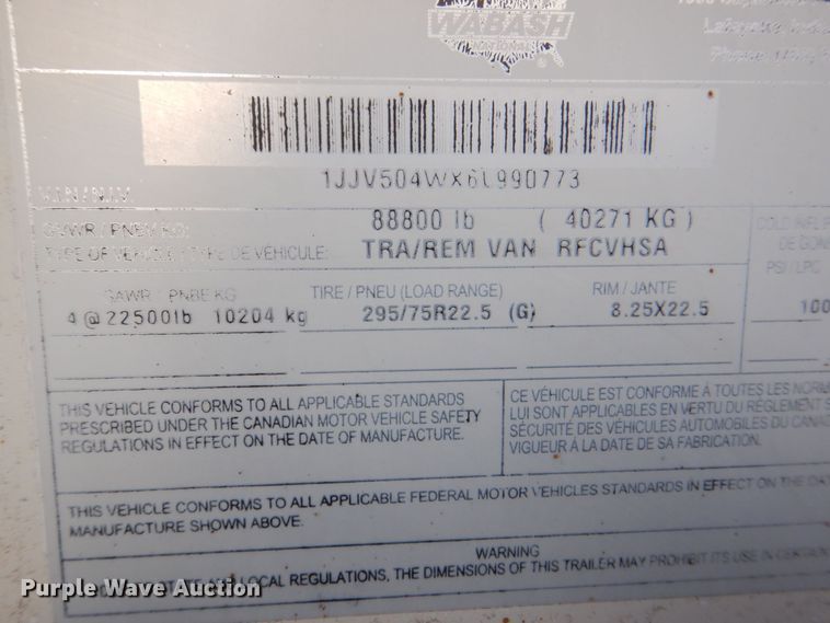 image for item DK2128 2006 Wabash RFCVHSA  refrigerated van trailer