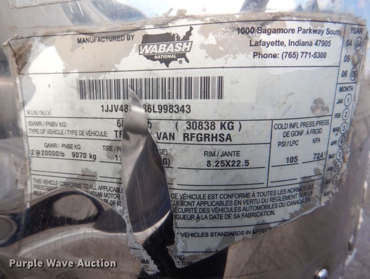 image for item DK2132 2006 Wabash RFGRHSA  refrigerated van trailer