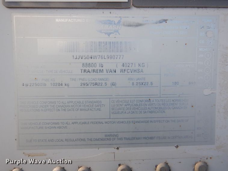 image for item DK2133 2006 Wabash RFCVHSA  refrigerated van trailer