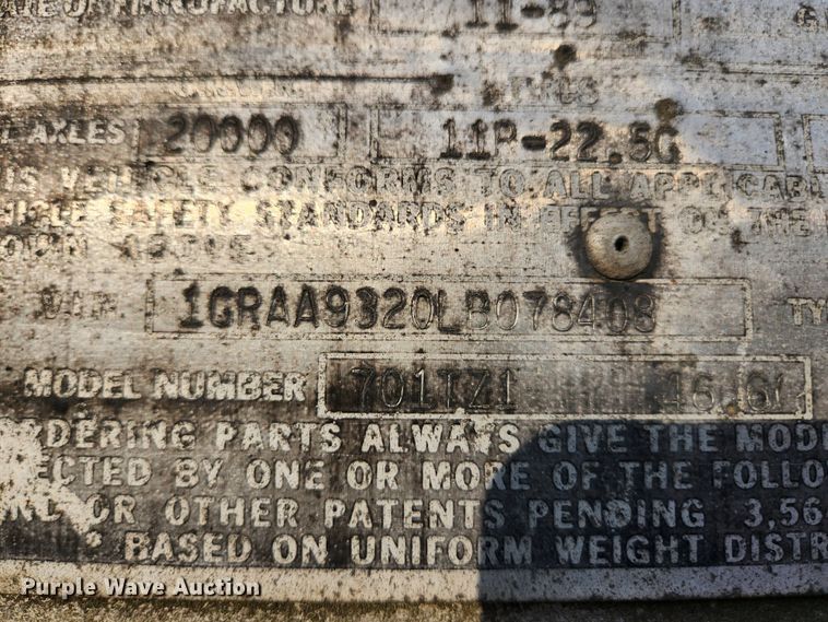 image for item DK2136 1990 Great Dane 701TZ1  refrigerated van trailer