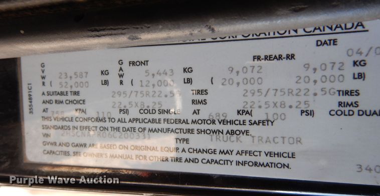 image for item DN6289 2006 International 9400i  semi truck