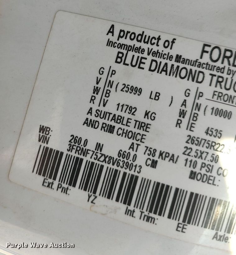 image for item DO3833 2008 Ford F750 Super Duty  flatbed truck