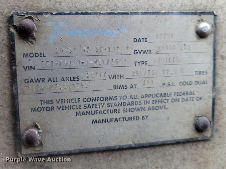 image for item DO4194 1997 Transcraft Eagle W2 50XI02  flatbed trailer