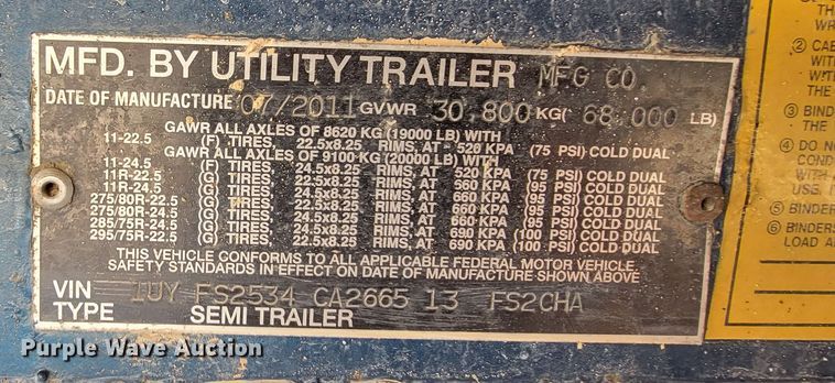 image for item HG9412 2012 Utility FS2C  flatbed trailer