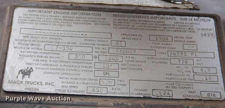 image for item IO9361 1995 Mack CH613  semi truck